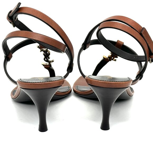 Saint Laurent Cassandra 60 YSL Logo Thong Ankle Strap Sandals Heels Shoes - Picture 14 of 16